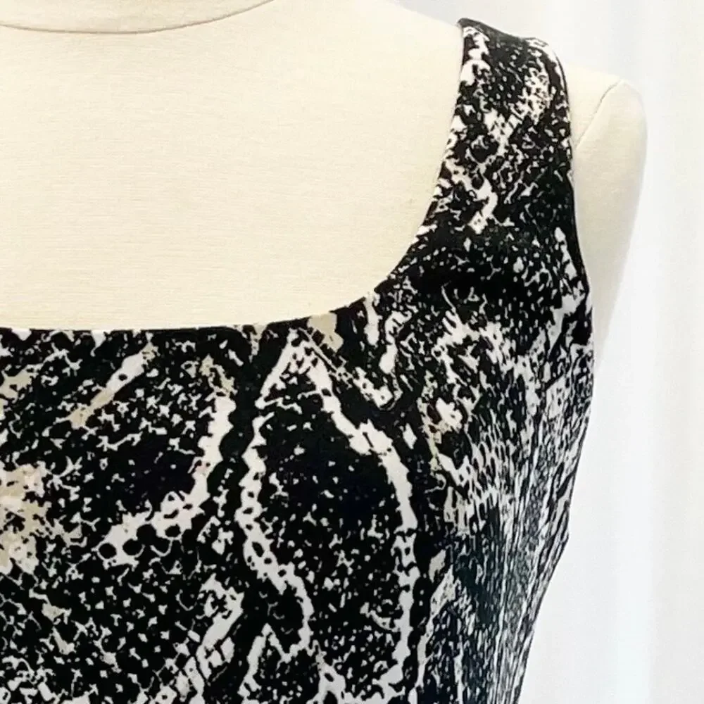 NEW Tart Womens XS Snakeskin‎ Print Mini Dress Black Cream Bodycon Stretchy
